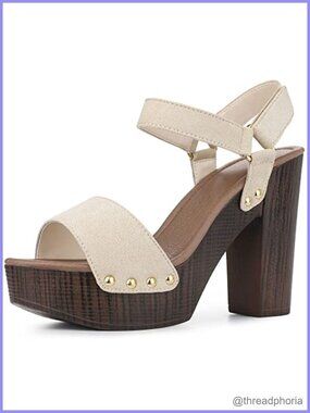 Faux Suede Platform Slingback Chunky Heel Open Toe Sandals